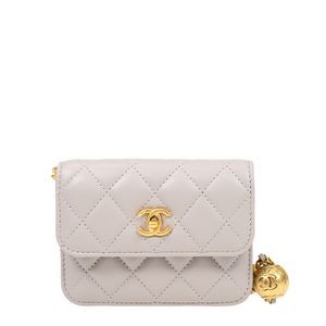 Chanel Chain Shoulder Bag Lambskin Gray